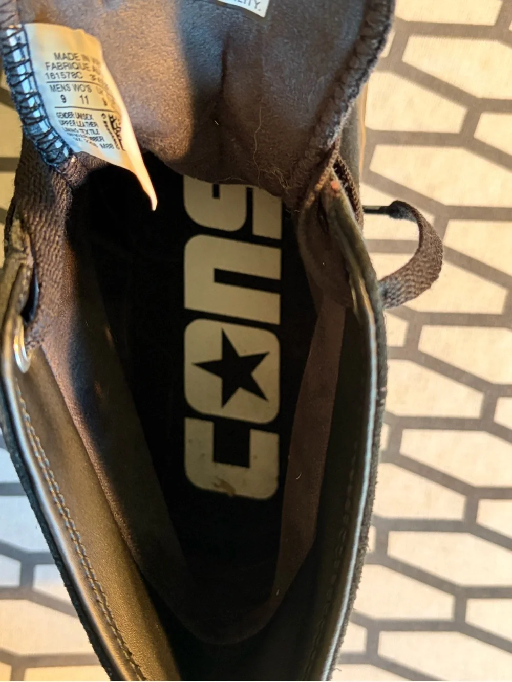 Converse Black High-Top Canvas Sneakers size 9 men’s 11 women’s